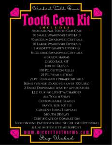 Tooth Gem Kit Itemized List Wicked Tooth Gems