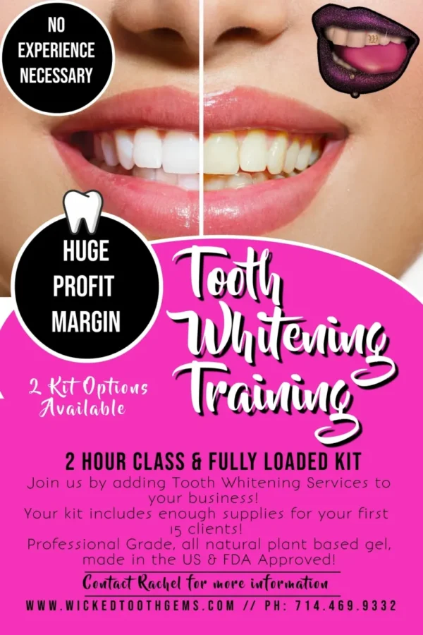 A poster advertising teeth whitening training.