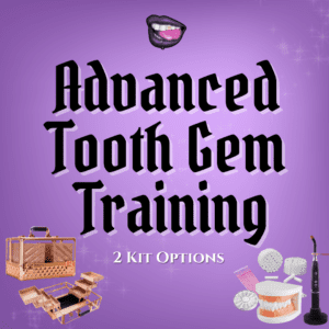A purple background with the words advanced tooth gem training in black lettering.