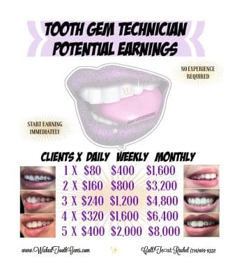 A flyer for tooth gem technician earnings