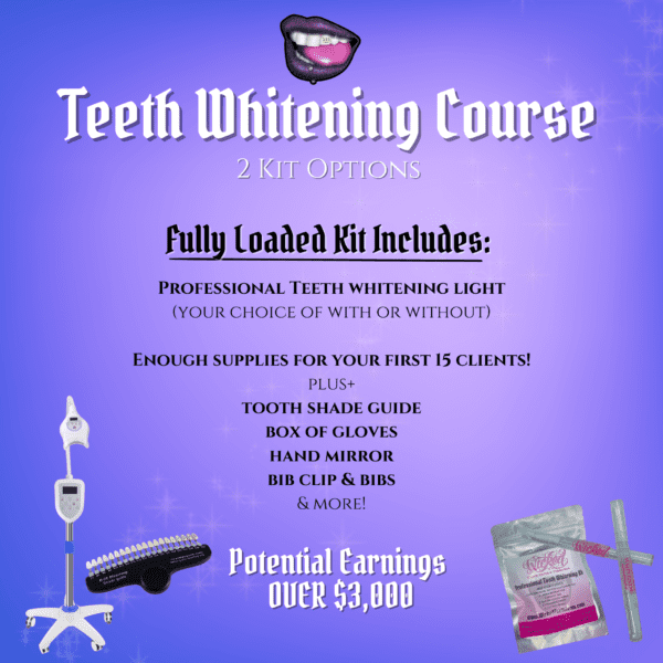 A poster with teeth whitening instructions and supplies.