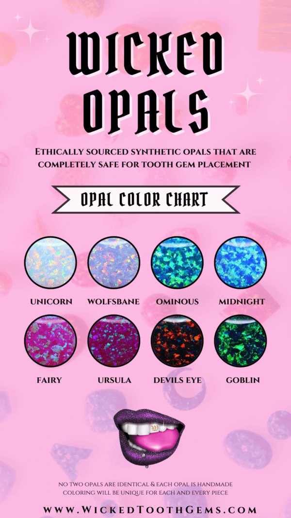 A chart of opacs for different colors.