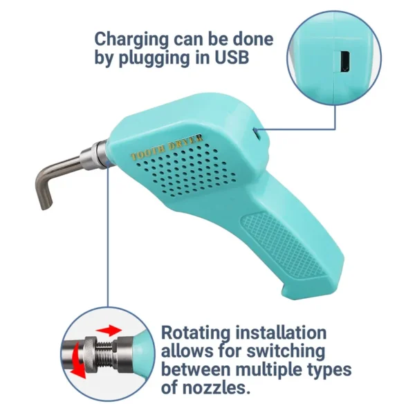 A blue electric nozzle is connected to the charger.