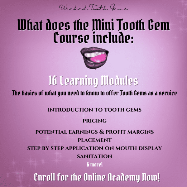 A poster of the mini tooth gem course.